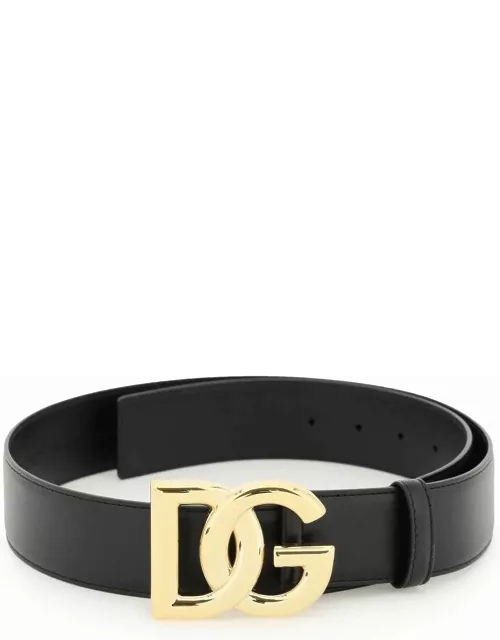 DOLCE & GABBANA leather belt with logo buckle