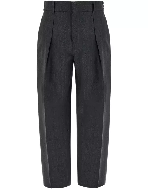 BURBERRY wide woolen checked trouser