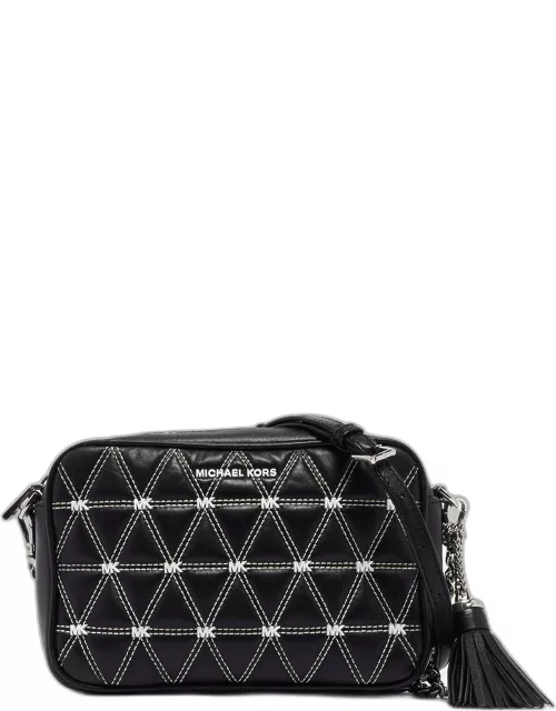Michael Kors Black/White Quilted Leather Medium Ginny Crossbody Bag