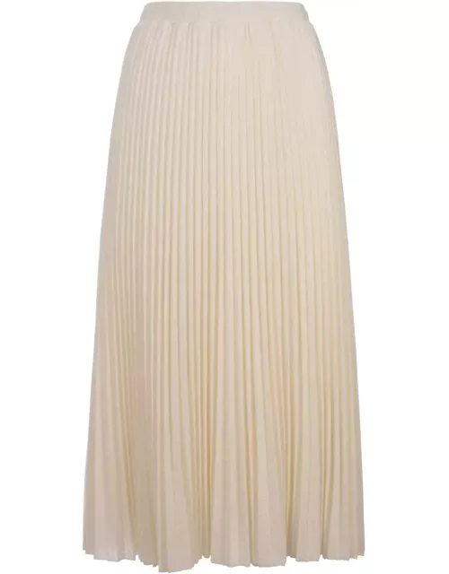 Ermanno Scervino White Pleated Knitted Midi Skirt