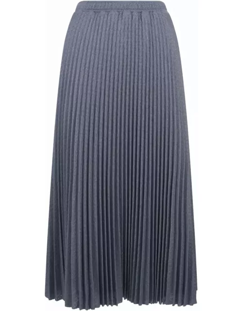 Ermanno Scervino Blue Pleated Knitted Midi Skirt
