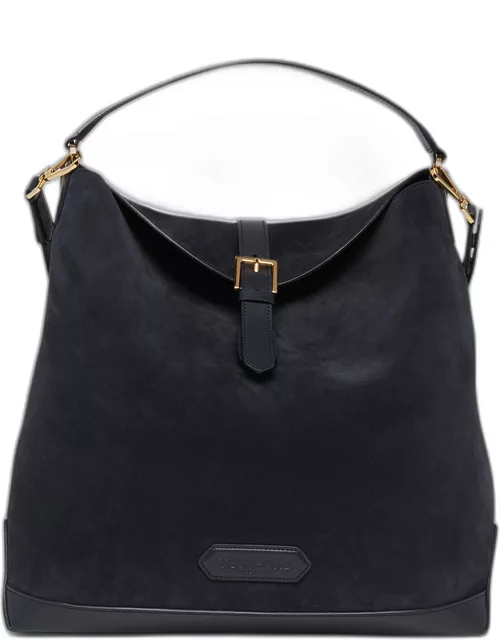 Men's Suede and Leather Hobo Bag