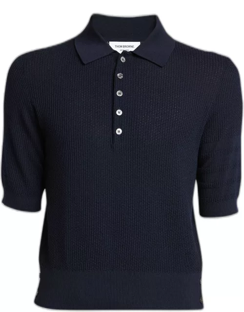Men's Crepe Textured Knit Polo Shirt