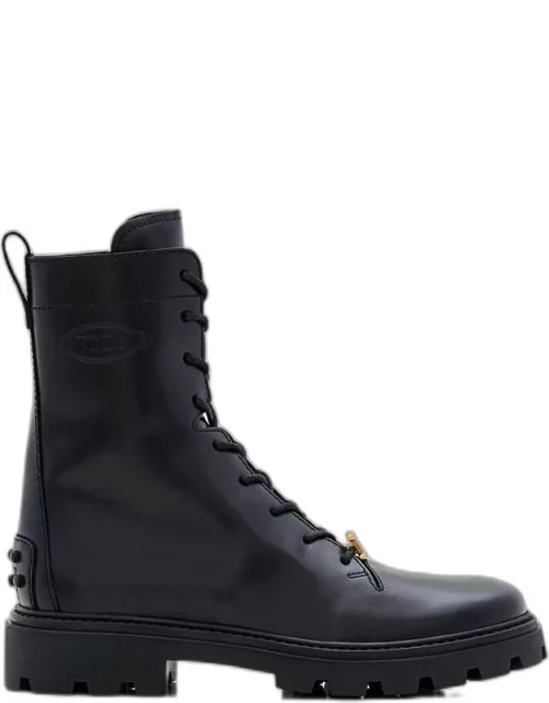 Tod's Leather Combat Boots Black