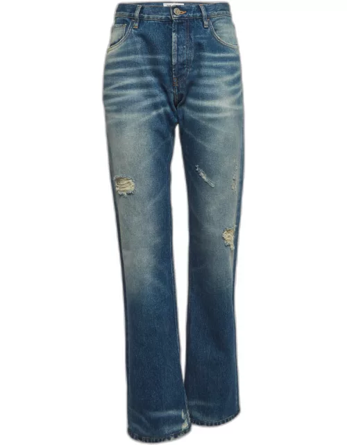 The Attico Blue Washed Denim Distressed Jeans S Waist 27"