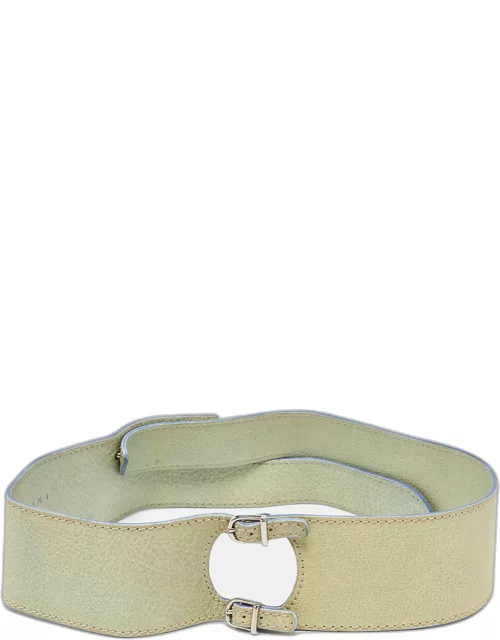 Marni Light Green Leather Adjustable Double Strap Wide Belt