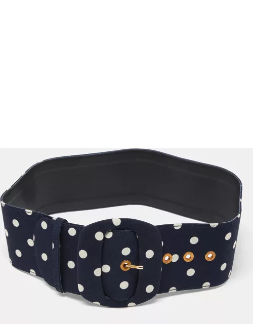 Moschino Navy Blue/White Polka Dot Buckle Wide Belt