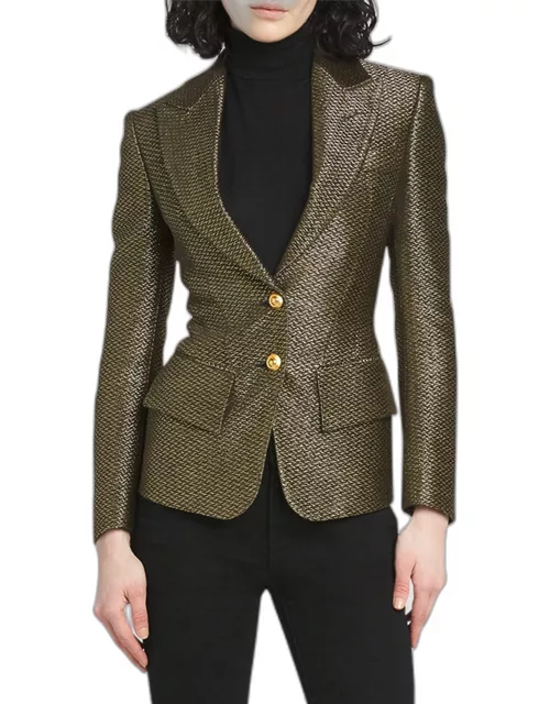 Metallic Silk-Blend Boucle Single-Breasted Jacket