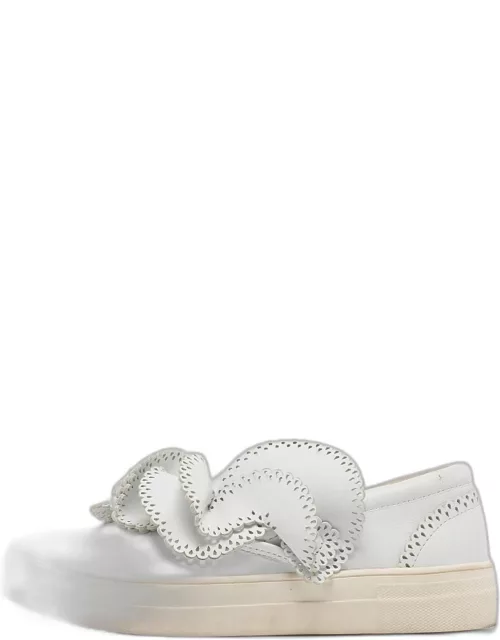 Sophia Webster White Leather Embellished Slip On Sneaker