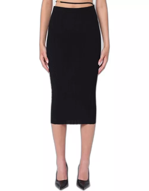 Pralù black knitted midi skirt