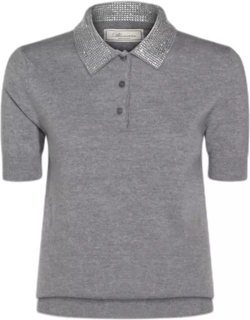 Blumarine Grey Wool Polo Shirt