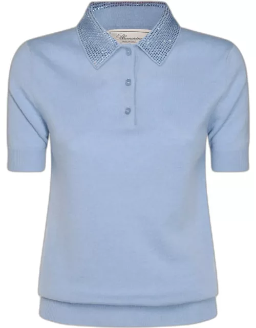 Blumarine Blue Wool Polo Shirt