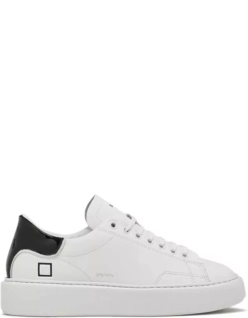 D. A.T. E. White Womens Sneaker In Leather And Black Hee