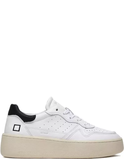 D. A.T. E. White Womens Sneaker In Leather And Contrasting Sole