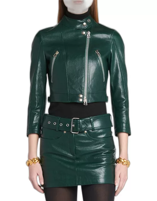 Grain Lux Goat Leather Cropped Jacket