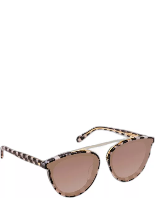 Clio Nylon Checkered Acetate & Metal Aviator Sunglasse