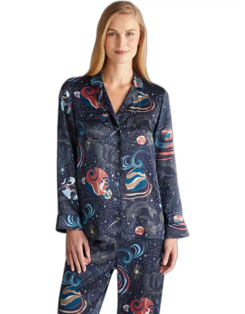 Derek Rose Women's Pyjamas Brindisi 105 Silk Satin Navy