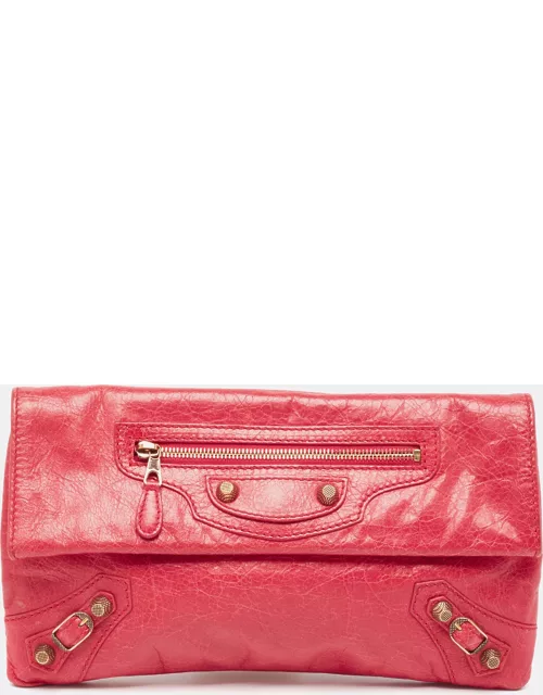 Balenciaga Dark Pink Leather RGH Envelope Clutch