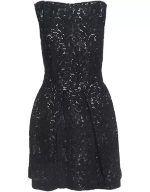 Roland Mouret Black Woodgrain Jacquard Mini Dress