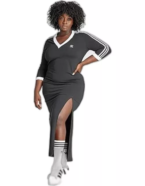 Women's adidas Adicolor 3-Stripes V-Neck Maxi Dress (Plu