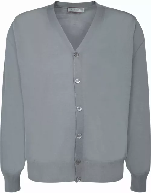 Canali Light Grey Wool Cardigan
