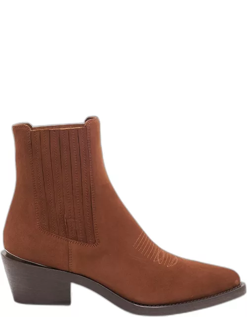 Loulou Suede Western Chelsea Bootie