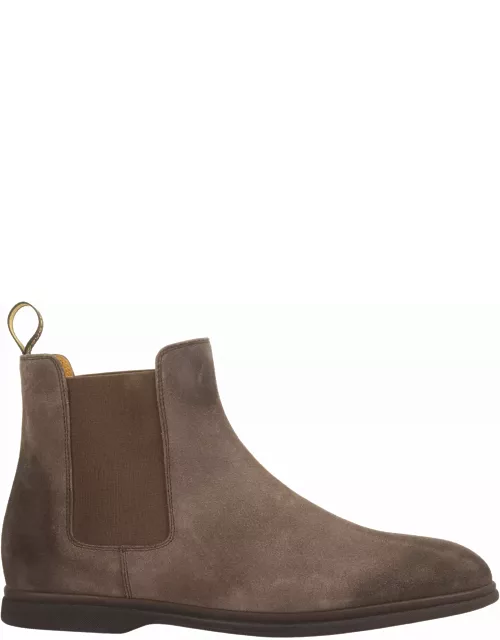 Doucal's Light Brown Suede Beatles Style Ankle Boot