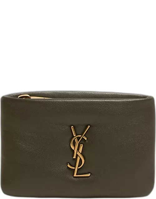 YSL Zip Card Holder in Plonge Leather