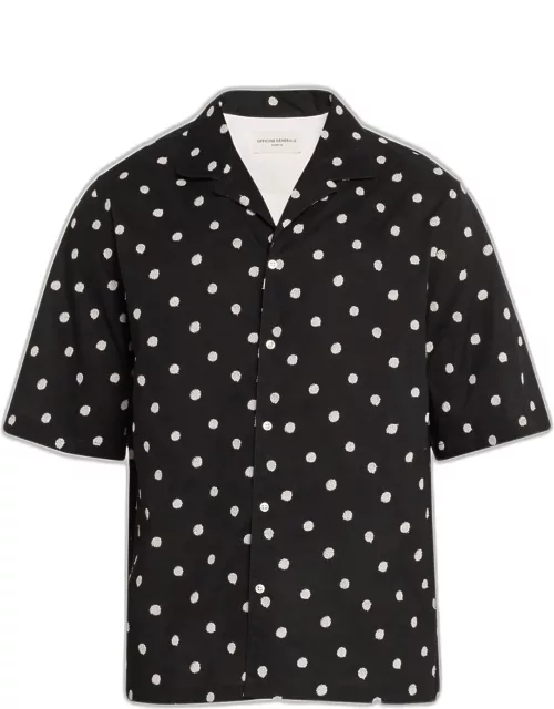 Men's Embroidered Dots Camp Shirt