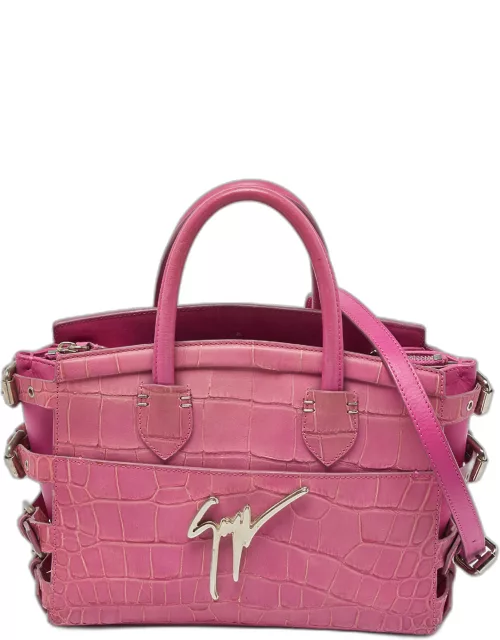 Giuseppe Zanotti Pink Croc Embossed Leather G17 Tote