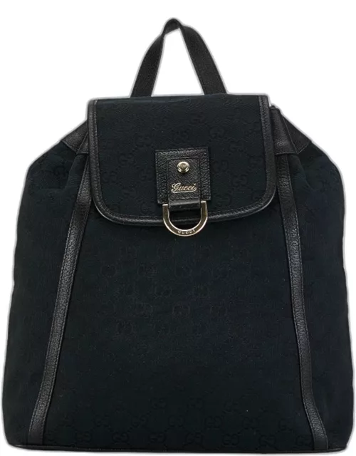 Gucci Black Canvas GG Canvas D Ring Backpack