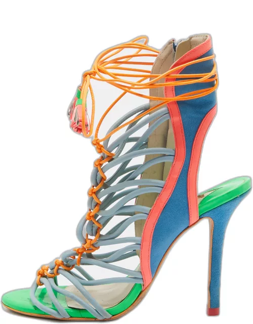 Sophia Webster Multicolor Leather and Suede Lacey Sandal