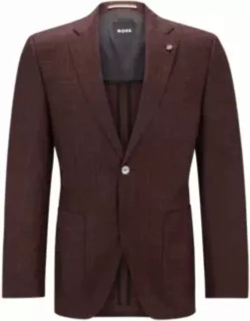 Regular-fit jacket in wool, silk and linen- Light Red Men's Sport Coat