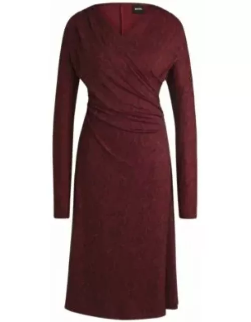 Wrap-front dress in knitted jersey- Patterned Women's Jersey Dresse