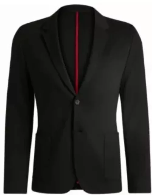 Slim-fit jacket in performance-stretch jersey- Black Men's Sport Coat