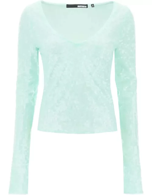 Rotate by Birger Christensen Sequin-covered Crop Top