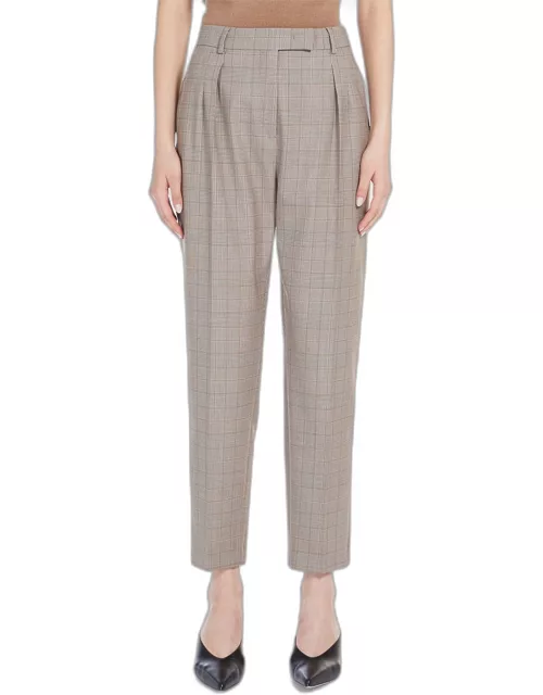 Guelfi Pleated Cropped Plaid Pant
