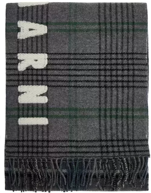 Marni Double Check Wool Scarf In