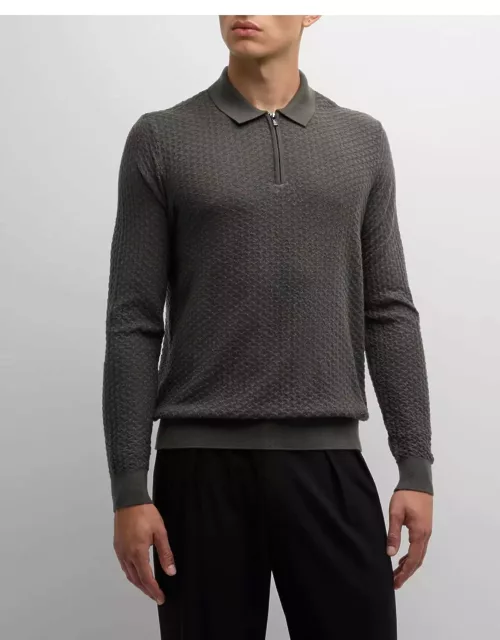 Men's Textured Quarter-Zip Polo Sweater