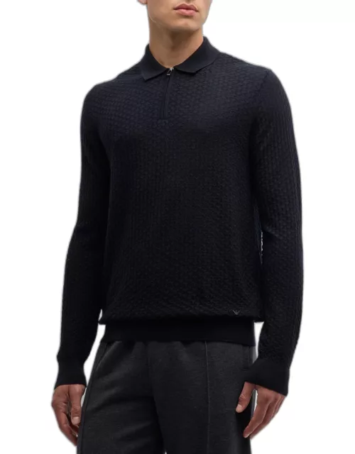 Men's Textured Quarter-Zip Polo Sweater