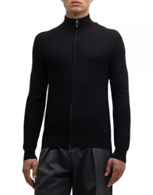 Men's Textured Full-Zip Sweater