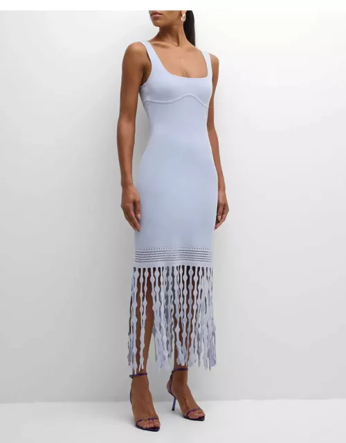 Signa Lattice Fringe Midi Tank Dres