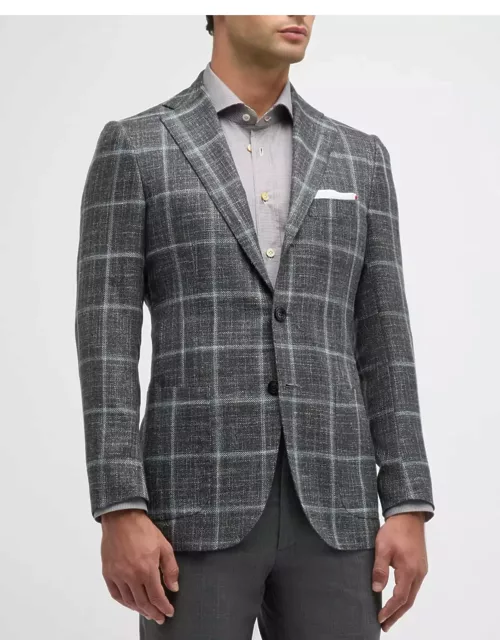 Men's Windowpane Cashmere-Wool Sport Coat