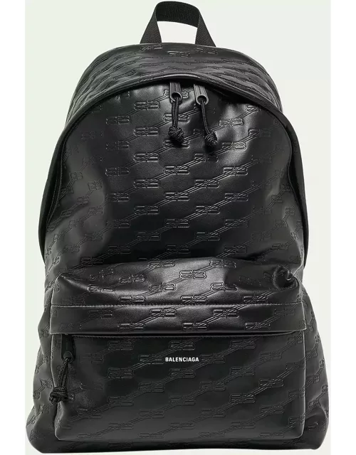 Men's Signature BB Embossed Leather Backpack