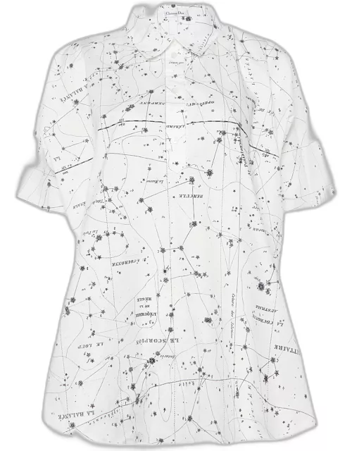 Dior White Constellation Print Cotton Tunic Top