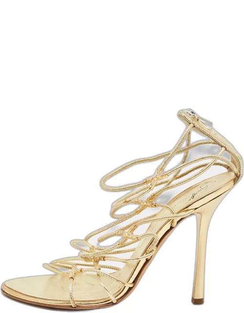 Giuseppe Zanotti Gold Leather Strappy Open Toe Sandal