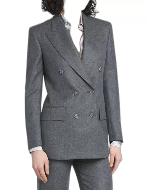Compact Virgin Wool Double-Breasted Jacket