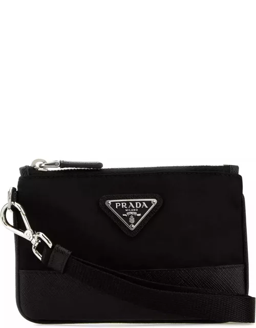 Prada Black Nylon And Leather Wallet