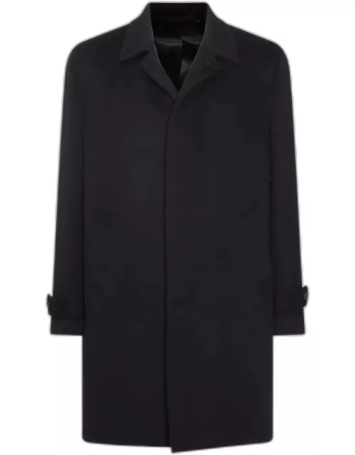 Lardini Navy Blue Wool Coat
