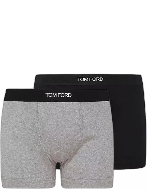 Tom Ford Black And Grey Cotton Logo Brief